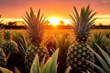 pineapple fruits on background