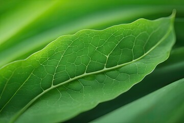 Close-up Macro Photography of Fresh Green Leaf with Raindrop abstract background