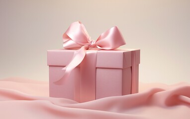 Pink gift box with ribbon and bow