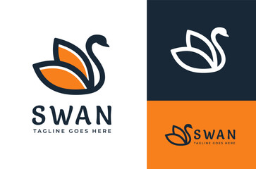 Abstract Vector Swan Animal Illustration Swan Design Logo Template