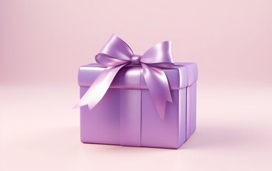 Fototapeta premium purple gift box with ribbon and bow