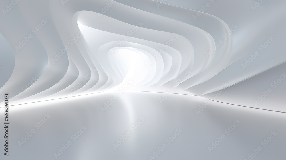 Wall mural 3D White Interior Background. futuristic room