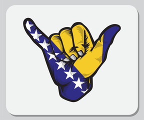 Bosnia dan Herzegovina Shaka Hand Good Vibes Flag
