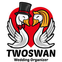 Fototapeta premium Swan Wedding Organizer Logo Mascot Template
