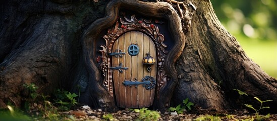 Fototapeta premium Fairy tale door in tree