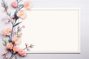 Empty frame with beautiful flowers
