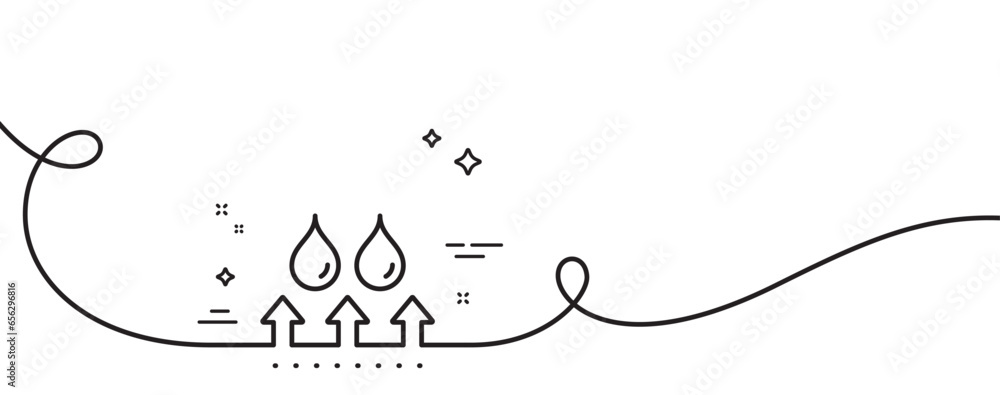 Poster waterproof line icon. continuous one line with curl. water resistant sign. drop protection symbol. w