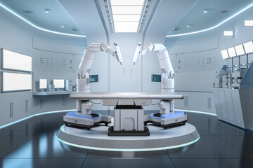 Robotic assisted surgery in operating room