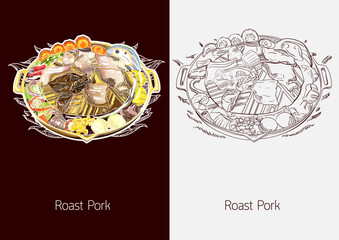 Roast Pork Vetor Design pon pom