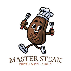 Master Steak Mascot Logo Template