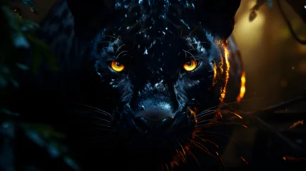 Foto op Plexiglas Black Panther with Glowing Eyes © Custom Media