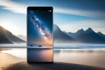 phone on the beach at sunset