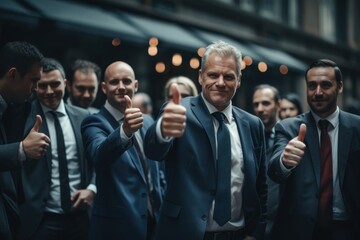 Obraz premium Group of business people giving thumbs up for support and success