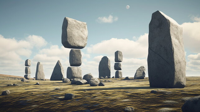 stone columns, mololiths, dolmen.