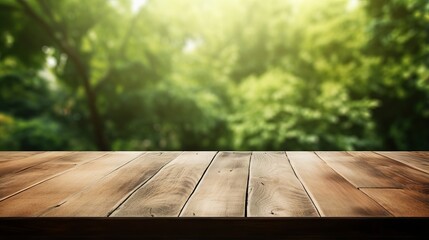 Empty Wooden Table with Green Background: A Simple and Elegant Design for Minimalist Projects