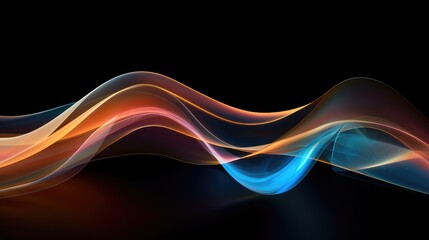 vibrant colorful wave abstract on black background. ideal for creative artistic projects and design