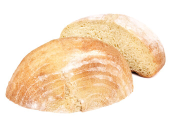 Fresh homemade crisp bread. French bread. Bread at leaven, isolated on a white background