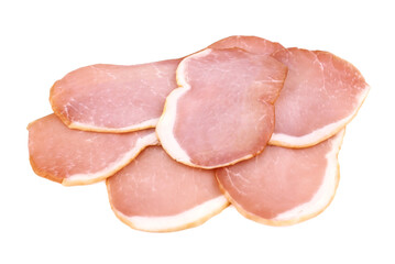 Sliced ham on white background