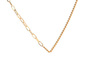 One metal chain isolated on white. Luxury jewelry