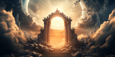 Eternal Rest: The Welcoming Gates of Heaven - obrazy, fototapety, plakaty