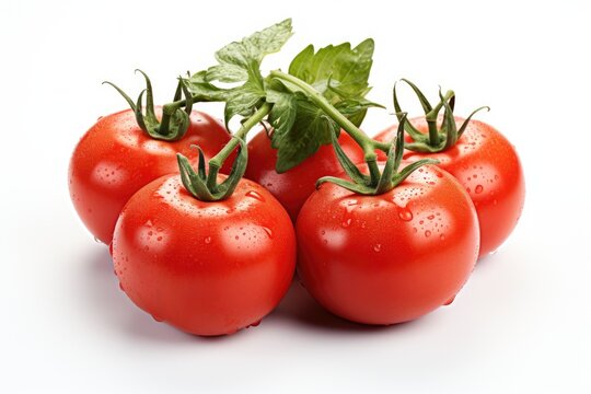 Vibrant red tomatoes on the vine. isolation white background,Generated with AI