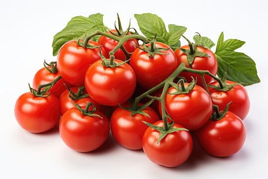 Vibrant red tomatoes on the vine. isolation white background,Generated with AI
