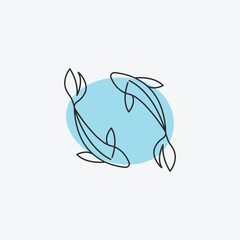 Obraz premium Fish logo icon line art simple design.