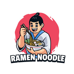 Ramen Noodle Mascot Logo Template