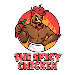 Spicy Chicken Mascot Logo Template