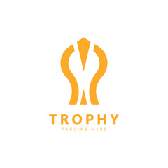 Golden Champion Trophy. Champions trophy for winner award logo design inspiration