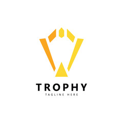 Golden Champion Trophy. Champions trophy for winner award logo design inspiration