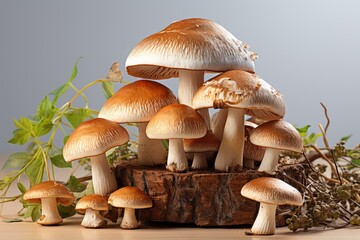 A bunch of earthy mushrooms. isolation white background,Generated with AI