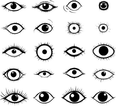Eye icon set. Eyesight symbol. 