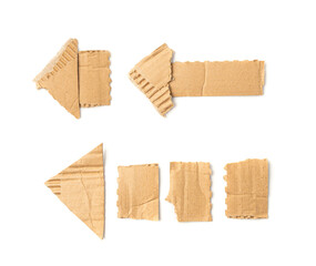 Cardboard Arrow, Arrows Made of Carton Piece, Ripped Kraft Paper, Brown Wrapping Vintage Paper Arrow