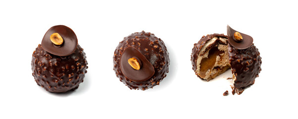 Round Chocolate Mousse Cake Isolated