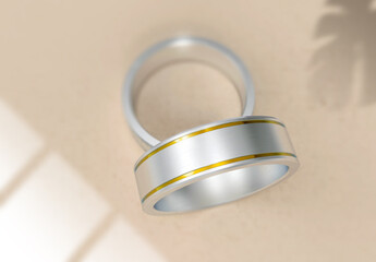 Simple and Luxurious wedding Ring Mockup Background. High-End Atmosphere 3D Rendering Ring for Mock ups. Custom ring Design.