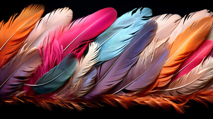 row of colourful feathers