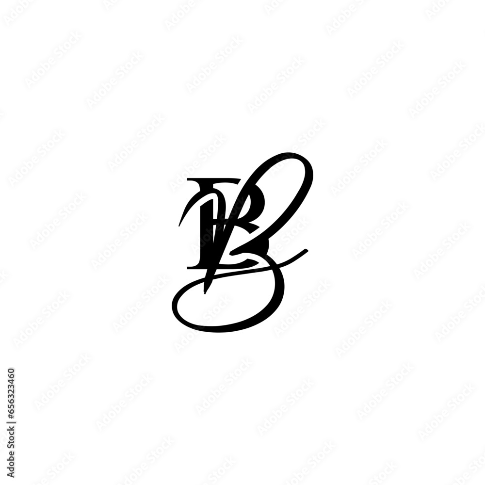 Sticker initial letter bb unique monogram logo vector black color