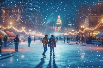 Ice skating rink in the park