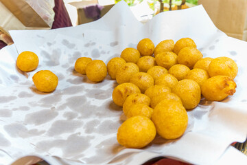 Thai food, Deep Fried Sweet Potato Balls in market