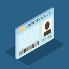 ID card icon isometric concept, vector illustration