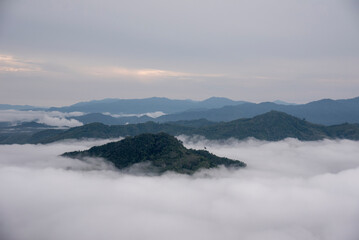 Sea of fog at Skywalk Aiyerweng is the most famous landmark in Betong, Yala, Thailand
