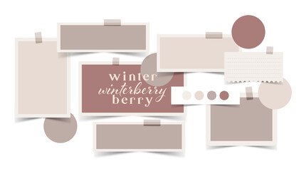 Vector photo collage template moodboard pictures grids vector illustration	