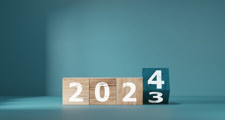 Countdown to 2024. Loading year from 2023 to 2024. New year start concept