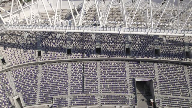 The amazing engineering of Bloomfield football Stadium that  renovated for 3 years , empty from crowd in Jaffa Tel Aviv, It is the home of three clubs and it has a capacity of 29,400 seats