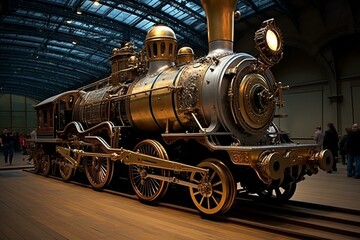 steam-powered locomotive - made using advanced methods. Generative AI - obrazy, fototapety, plakaty
