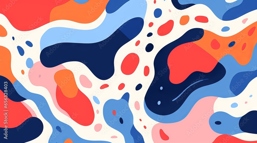 Poster retro style seamless pattern with colorful abstract organic shapes. creative drawing background in p