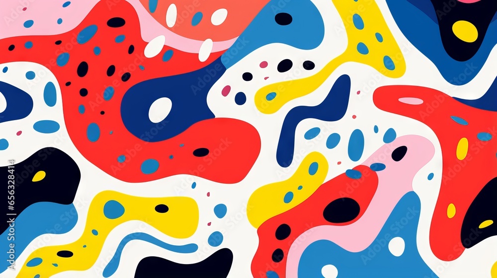 Poster retro style seamless pattern with colorful abstract organic shapes. creative drawing background in p