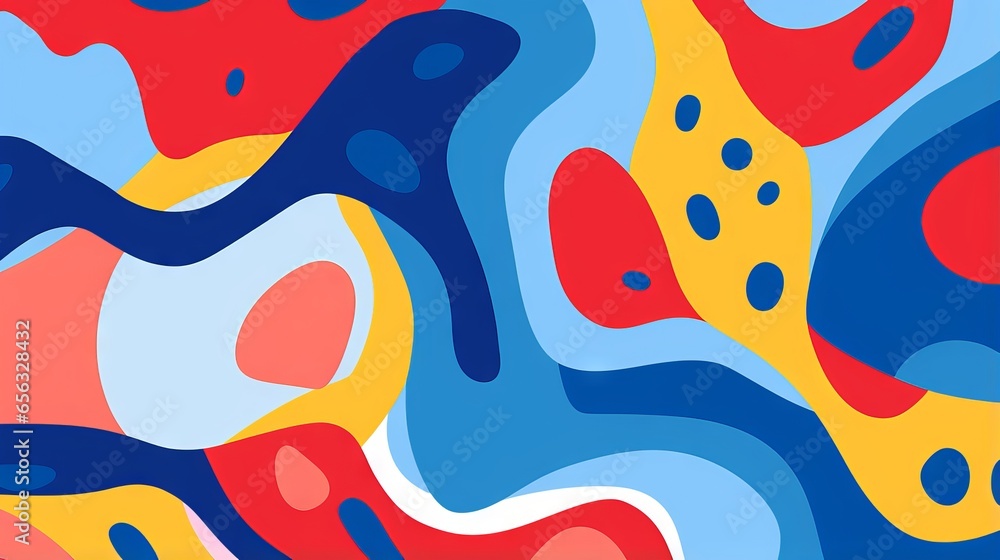 Poster retro style seamless pattern with colorful abstract organic shapes. creative drawing background in p
