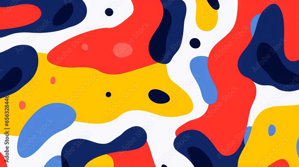 Poster retro style seamless pattern with colorful abstract organic shapes. creative drawing background in p